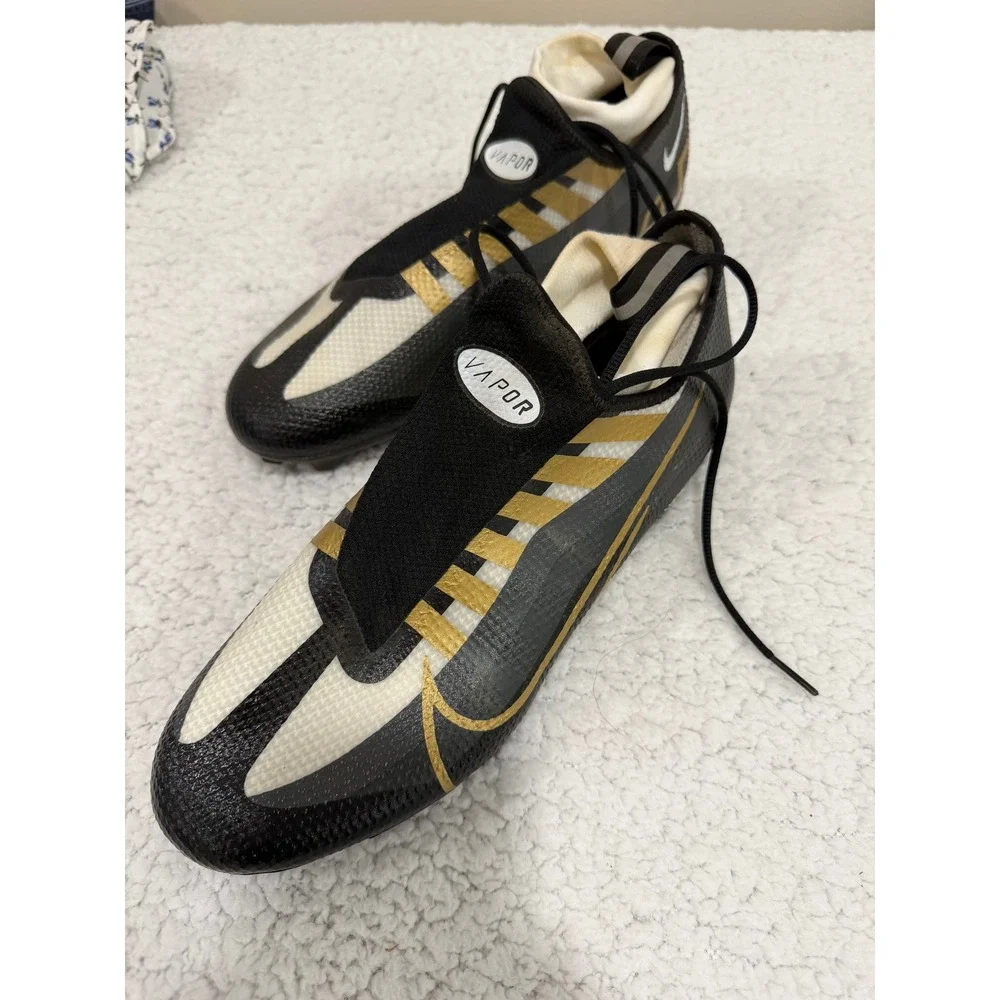 Nike Vapor Edge Pro 360 Womens 9.5 Black Metallic Gold Football Cleats Athletic